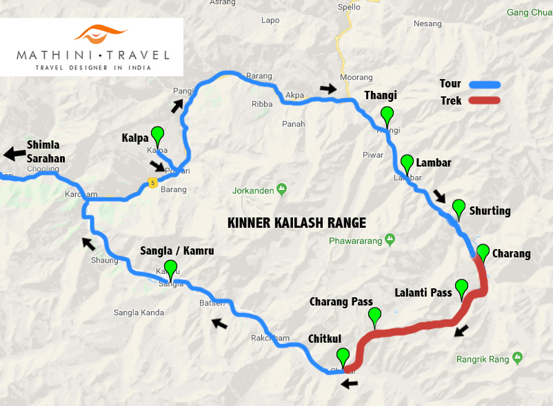 kinner kailash trek route map